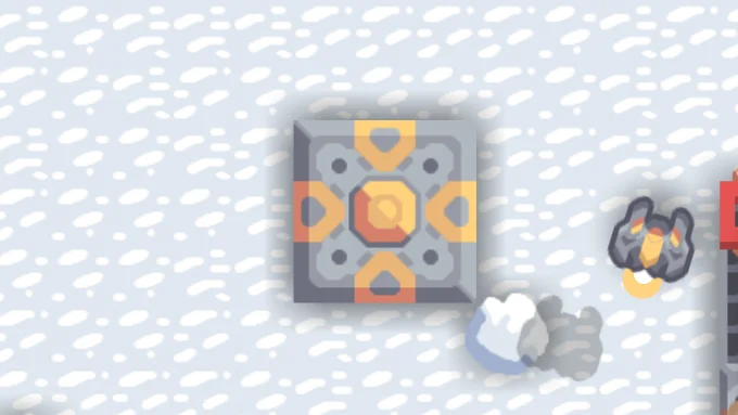 Mindustry gameplay on the snowy Ground Zero map, showing the core and player unit